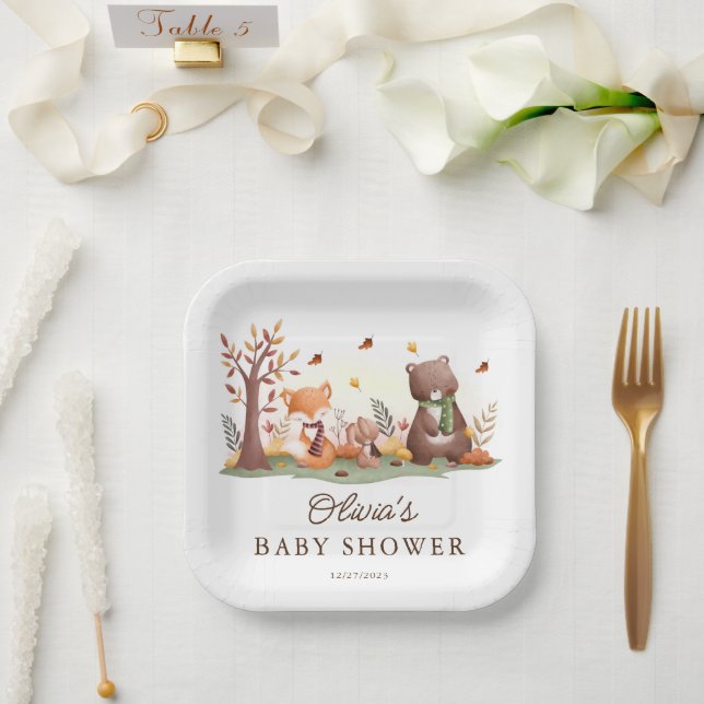 Assiettes En Carton Animaux adorables des bois (Mariage)
