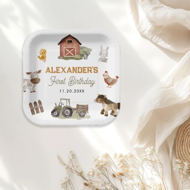 Assiettes En Carton Animaux de ferme 1er anniversaire (Créateur téléchargé)