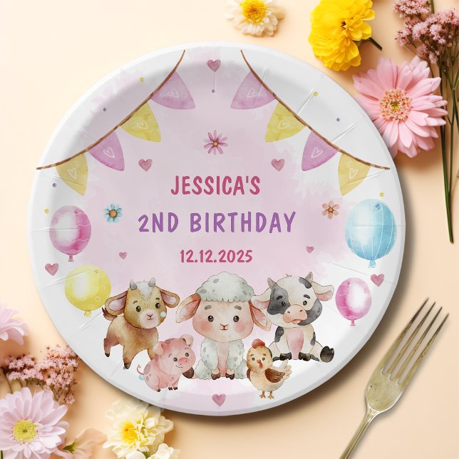 Assiettes En Carton Animaux de ferme Ballons de nid Fête Anniversaire (Créateur téléchargé)