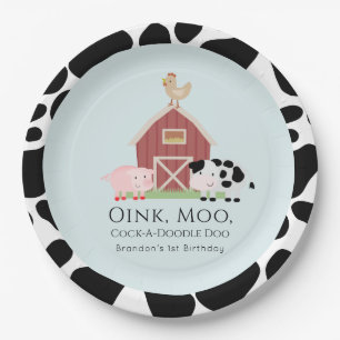 Assiettes En Carton Animaux de ferme Barnyard Blue Boy Anniversaire