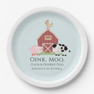 Assiettes En Carton Animaux de ferme Barnyard Boy Blue Anniversaire