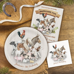 Assiettes En Carton Animaux de ferme Barnyard plaques de papier fête d