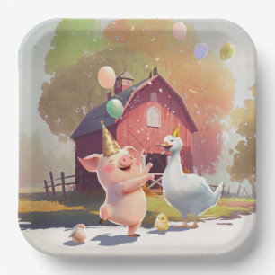 Assiettes En Carton Animaux de ferme Plaques de papier de fête d'anniv