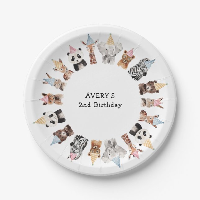 Assiettes En Carton Animaux de fête Anniversaire (Devant)