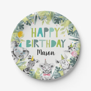 Assiettes En Carton Animaux de fête Garçon Safari Animaux Anniversaire