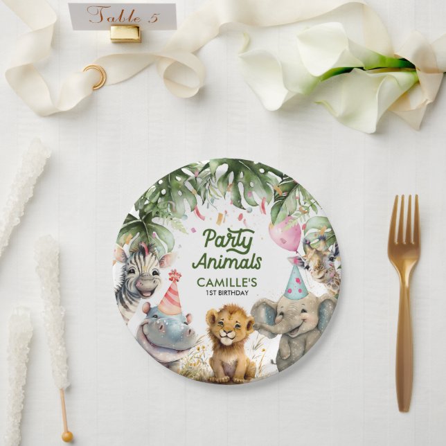 Assiettes En Carton Animaux de fête Jungle Anniversaire Personnalisé (Mariage)