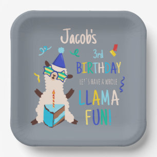 Assiettes En Carton Animaux de fête Lama Garçons d'anniversaire Gris