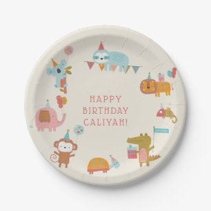 Assiettes En Carton Animaux de fête mignons et colorés Anniversaire de
