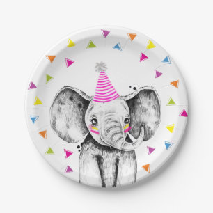 Assiettes En Carton Animaux de fête Safari Éléphant sauvage Jungle Ann