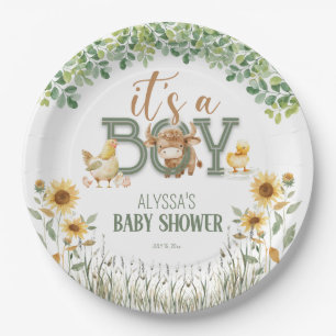 Assiettes En Carton Animaux de la ferme Baby Boy Baby Shower