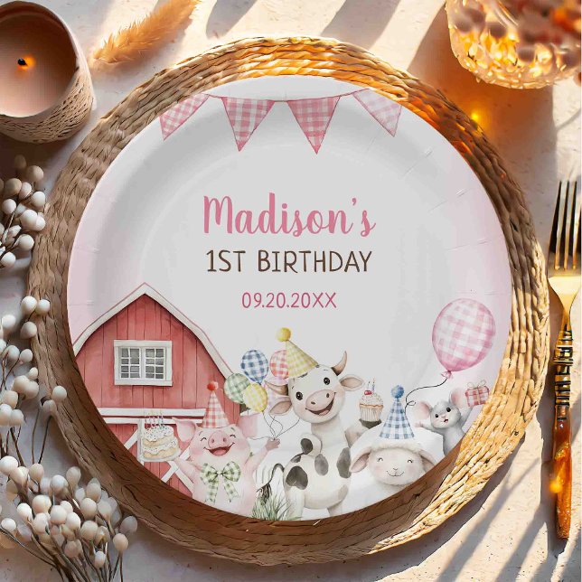 Assiettes En Carton Animaux de la Ferme Cour de Ferme 1er Anniversaire (Créateur téléchargé)