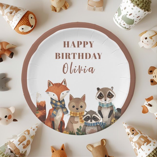 Assiettes En Carton Animaux de la fête des bois | Animaux forestiers (Créateur téléchargé)