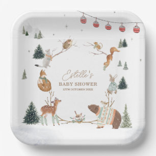 Assiettes En Carton Animaux de la forêt en hiver Baby Shower
