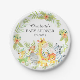 Assiettes En Carton Animaux de la Jungle Jaune Baby shower Plaque 7"
