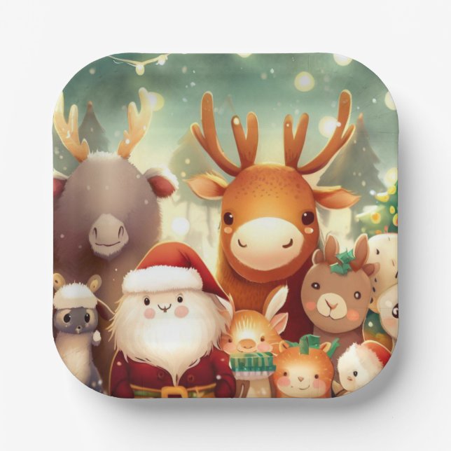 Assiettes En Carton Animaux de Noël 8 (Recto)
