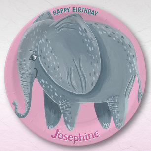 Assiettes En Carton Animaux de safari anniversaire aquarelle éléphante