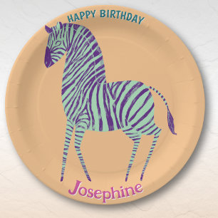 Assiettes En Carton Animaux de safari anniversaire fille zèbre