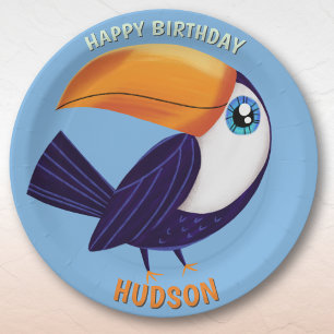 Assiettes En Carton Animaux de safari anniversaire toucan enfant perso