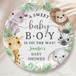 Assiettes En Carton Animaux de Safari Baby Shower Garçon Jungle Mignon