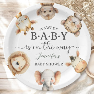 Assiettes En Carton Animaux de Safari Baby Shower Genre Neutre Jungle