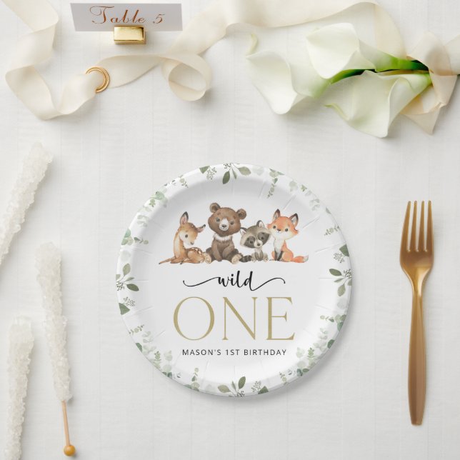Assiettes En Carton Animaux des bois, Forêt, Un sauvage, Premier anniv (Mariage)