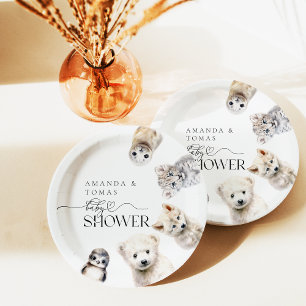 Assiettes En Carton Animaux d'hiver Baby shower neutre selon le sexe