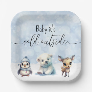 Assiettes En Carton Animaux d'hiver Froid hors Baby shower