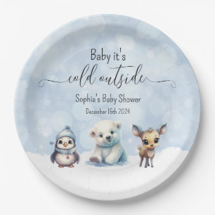 Assiettes En Carton Animaux d'hiver Froid hors Baby shower