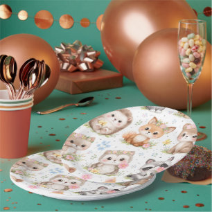 Assiettes En Carton Animaux Mignons et Adorables Motif