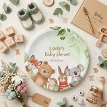 Animaux mignons verdure forêt bébé shower