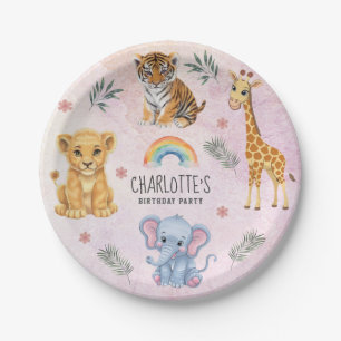 Assiettes En Carton Animaux personnalisés Elephant Lion Tiger Girafe