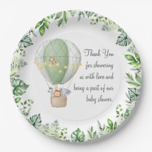Assiettes En Carton Animaux Safari Air ballon baby shower Merci