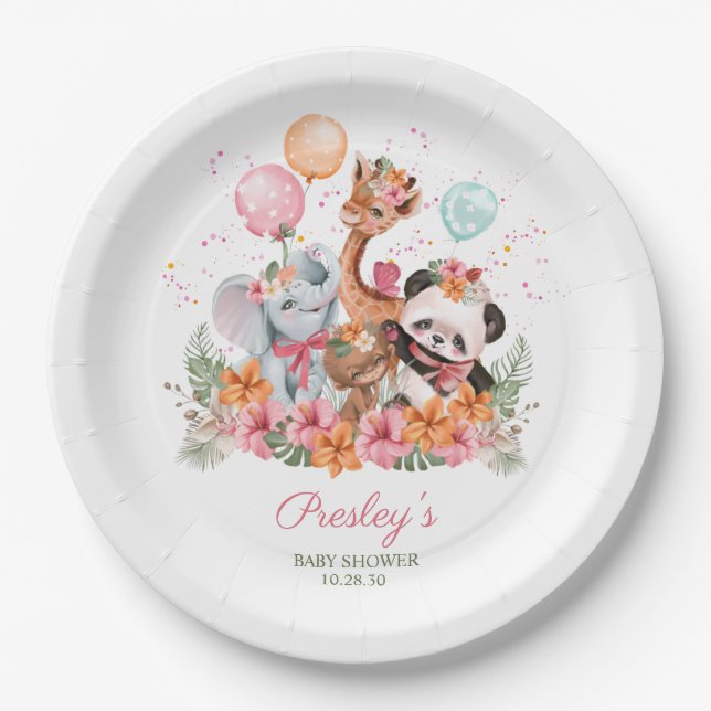 Assiettes En Carton Animaux Safari pour filles (Devant)