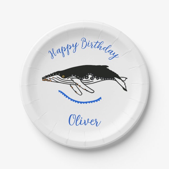Assiettes En Carton Animaux sauvages - Baleine à bosse - Fête (Devant)