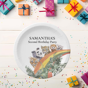 Assiettes En Carton Animaux sauvages de la jungle arc-en-ciel Annivers
