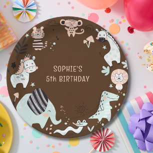 Assiettes En Carton Animaux sauvages de safari pour l'anniversaire des