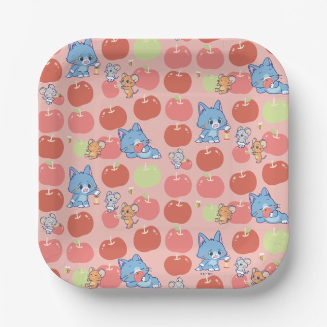 Assiettes En Carton Anime Tom, Jerry et Tuffy Apple Motif (Recto)