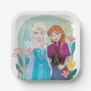Assiettes En Carton Anna & Elsa de Disney Frozen Floral Girls Birthday