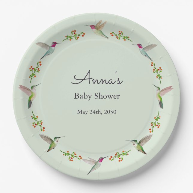 Assiettes En Carton Anna's Hummingbirds baby Shower (Devant)