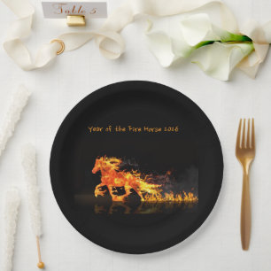 Assiettes En Carton Année du Cheval 2026 (Cheval de Feu)