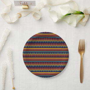 Assiettes En Carton Années 1970 Colorful Retro horizontales rayures et