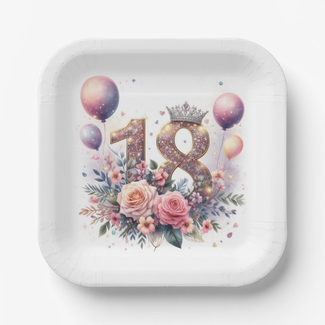 Assiettes En Carton Anniversaire 18 ans (Recto)