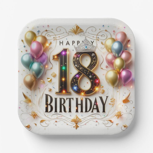 Assiettes En Carton Anniversaire 18 ans (Recto)