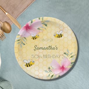 Assiettes En Carton Anniversaire 50 fête heureux bourdon abeilles nid 
