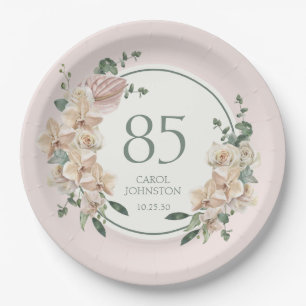 Assiettes En Carton Anniversaire 85 ans Floral Tropical