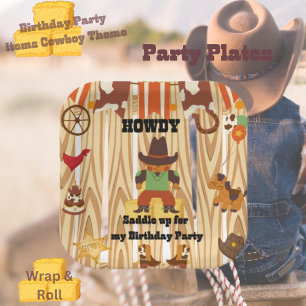 Assiettes En Carton Anniversaire À Thème Cowboy
