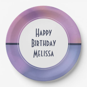 Assiettes En Carton Anniversaire Abstrait moderne violet et rose