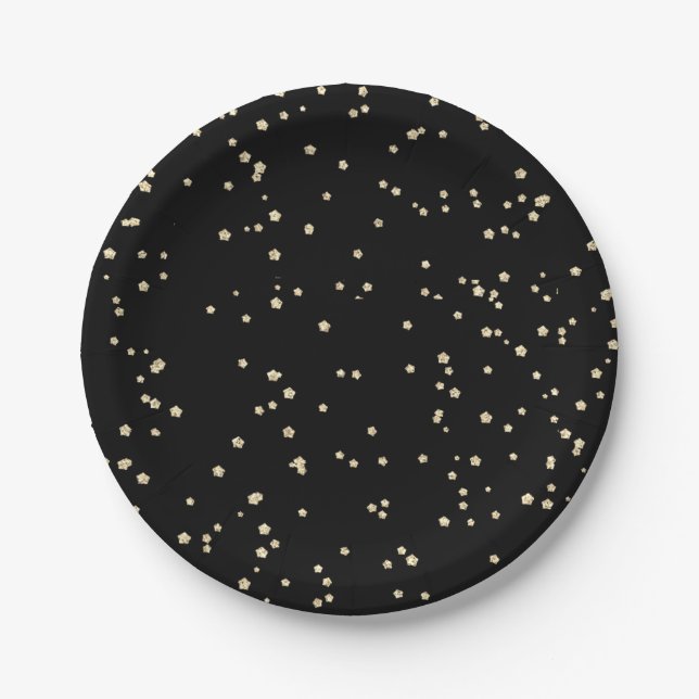 Assiettes En Carton Anniversaire adulte Parties scintillant d'or noir (Devant)