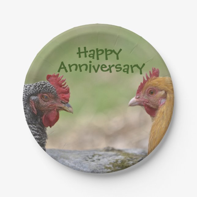 Assiettes En Carton Anniversaire amusant Plaque de papier de poulet (Devant)