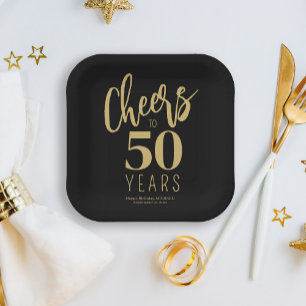 Assiettes En Carton Anniversaire applaudit à 50 ans d'or personnalisé 